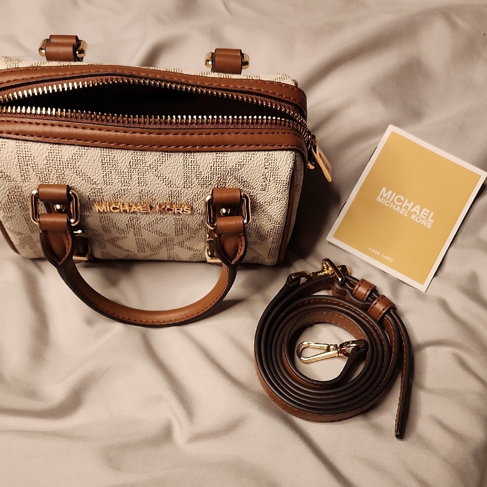 Michael Kors Cream and Brown Crossbody
